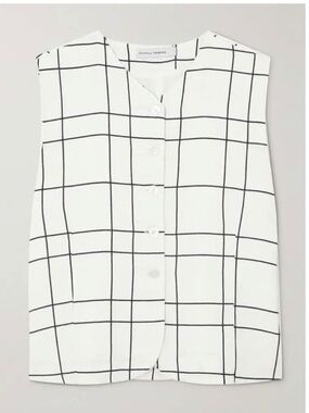 NWT Faithful the Brand Genio Checked Linen Vest Size 8